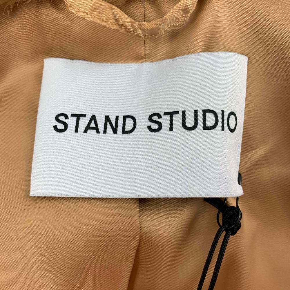 STAND STUDIO Tan Polyamide Textured Faux Fur Anika Coat - Picture 5 of 7